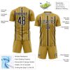 Custom Old Gold Black-White Stripe Sublimation Soccer Uniform Jersey