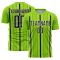 Custom Neon Green Black-White Stripe Sublimation Soccer Uniform Jersey
