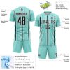 Custom Ice Blue Black-White Stripe Sublimation Soccer Uniform Jersey