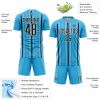 Custom Sky Blue Black-White Stripe Sublimation Soccer Uniform Jersey