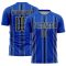 Custom Thunder Blue Black-White Stripe Sublimation Soccer Uniform Jersey