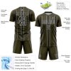 Custom Olive Black-White Stripe Sublimation Salute To Service Soccer Uniform Jersey