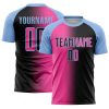 Custom Black Pink-Light Blue Sublimation Gradient Fashion Soccer Uniform Jersey