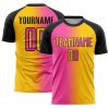 Custom Yellow Pink-Black Sublimation Gradient Fashion Soccer Uniform Jersey